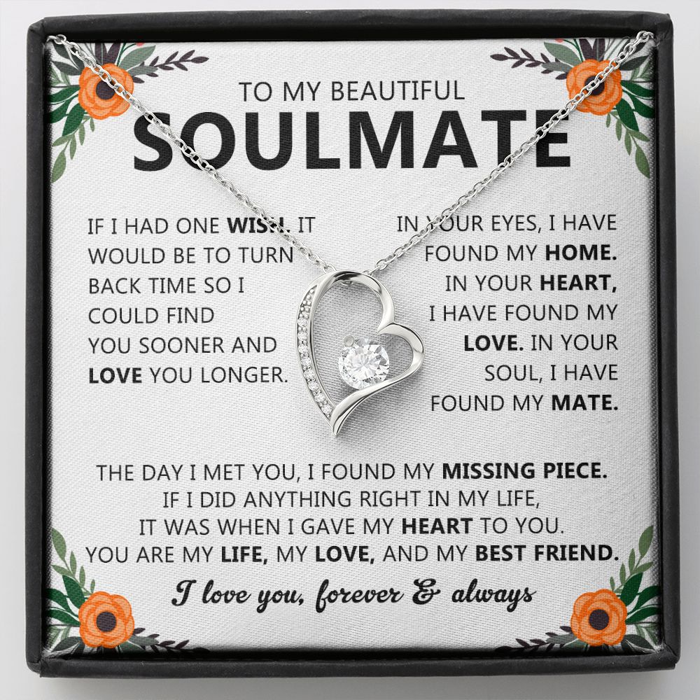 Soulmate Heart Pendant Necklace with Love Note