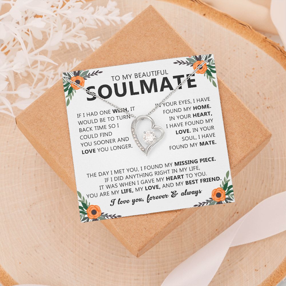 Soulmate Heart Pendant Necklace with Love Note