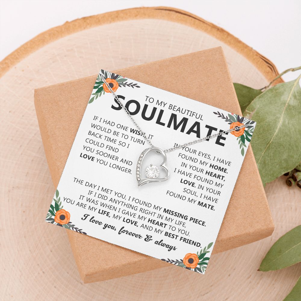 Soulmate Heart Pendant Necklace with Love Note