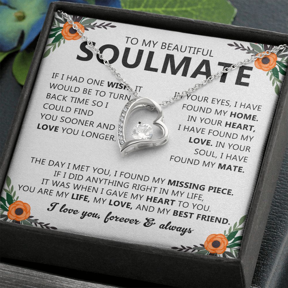Soulmate Heart Pendant Necklace with Love Note