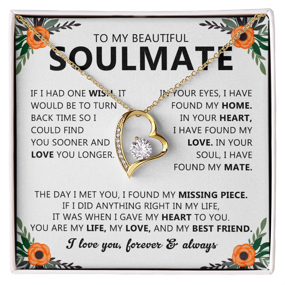 Soulmate Heart Pendant Necklace with Love Note