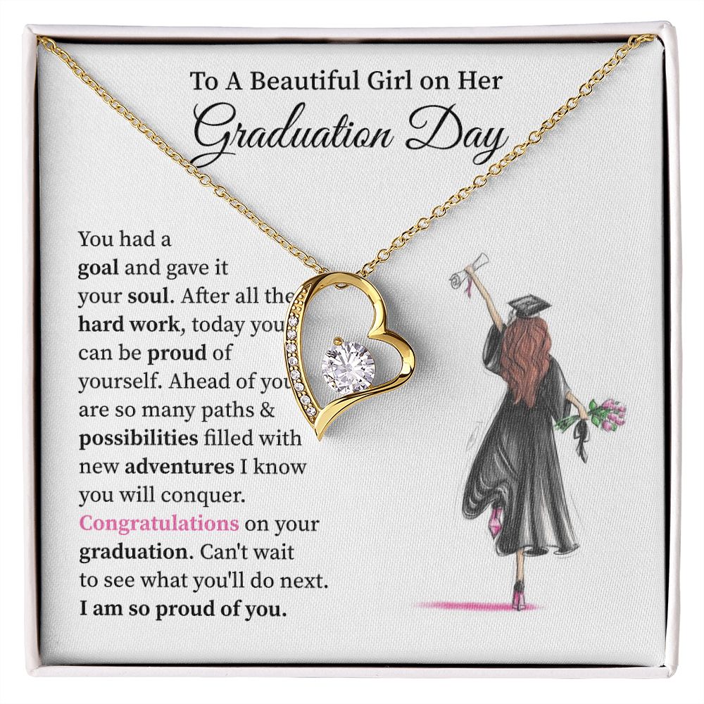 Graduation Necklace for Daughter With Heart Pendant