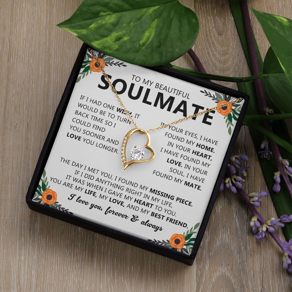 Soulmate Heart Pendant Necklace with Love Note