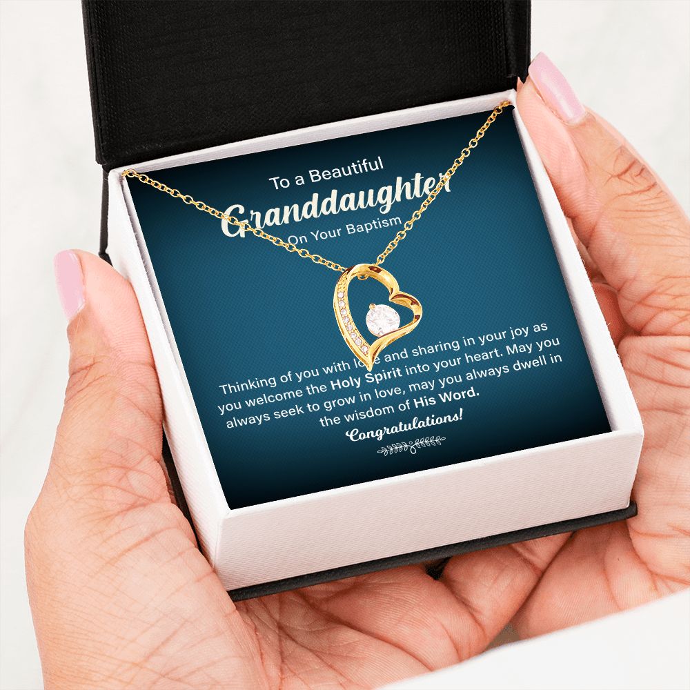 Granddaughter Baptism Necklace Gift with Message Card