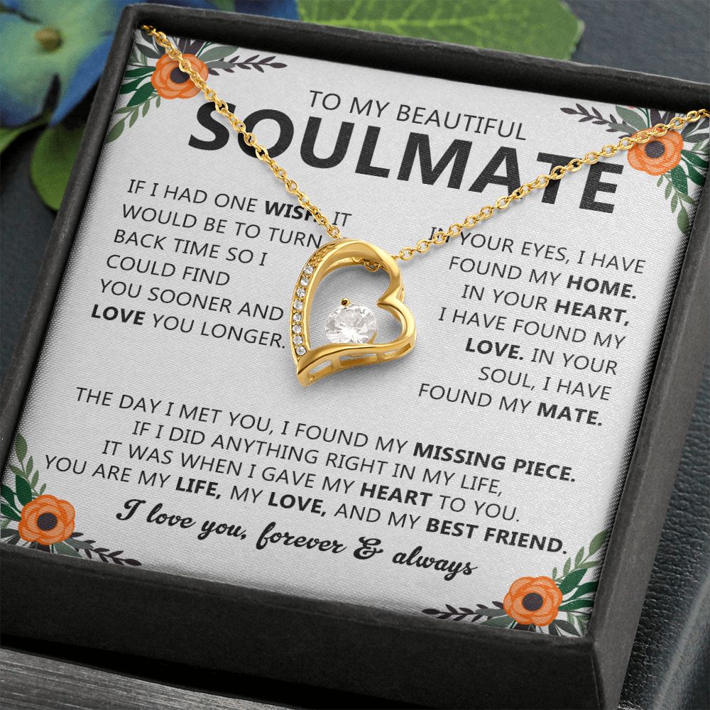 Soulmate Heart Pendant Necklace with Love Note
