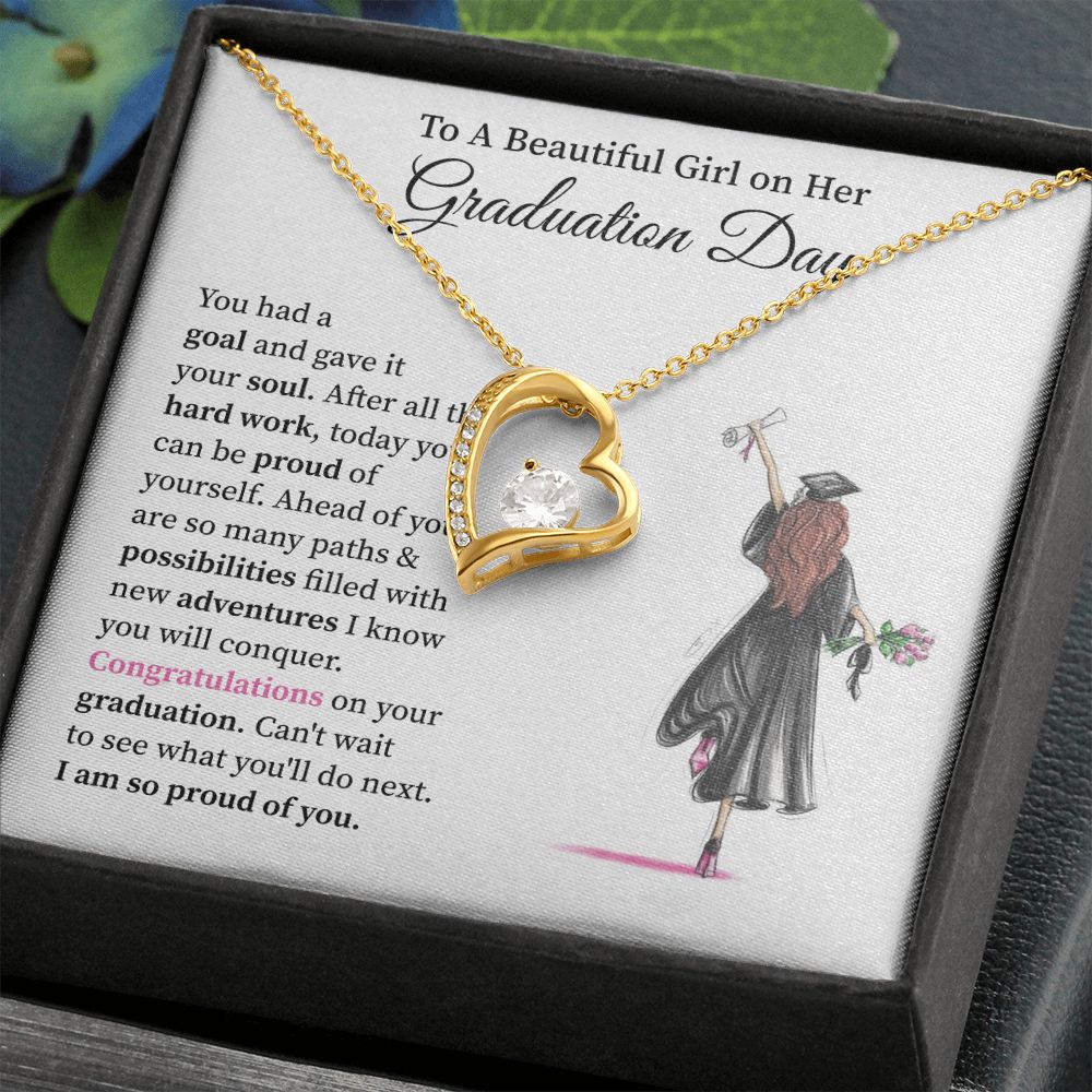 Graduation Necklace for Daughter With Heart Pendant