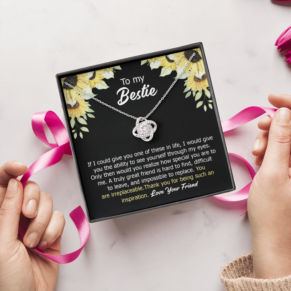 Bestie Necklace Gift with Sunflower Message Card for Friendship Appreciation