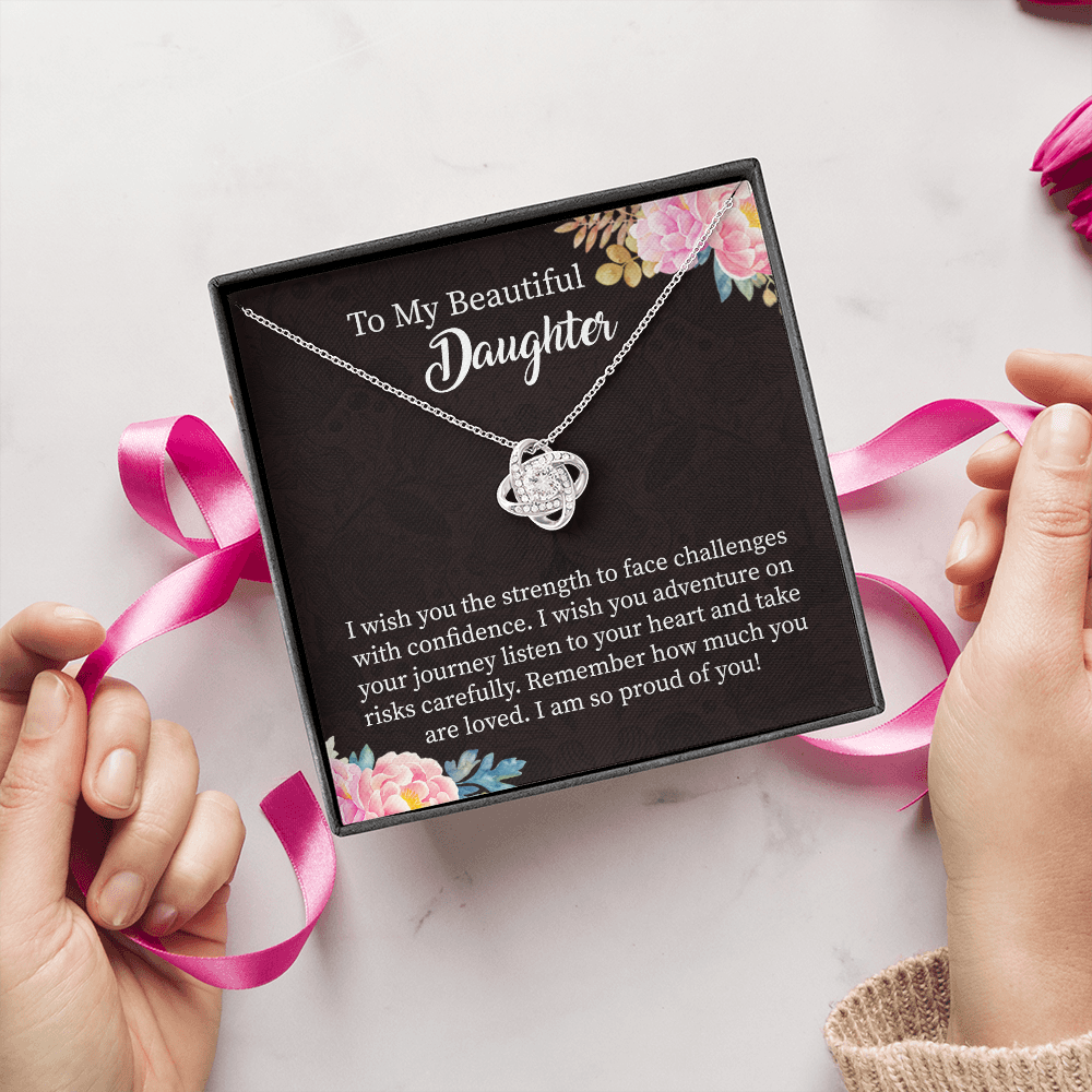 To My Beautiful Daughter Necklace Gift – Strength, Confidence, Adventure Jewelry