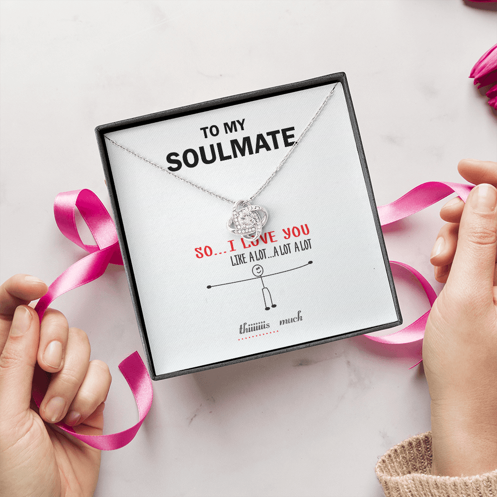 Funny Soulmate Necklace Gift with Cute Stick Figure Message Card for Her