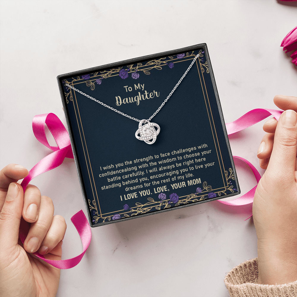 Daughter Necklace Gift from Mom – with Encouragement Message Card