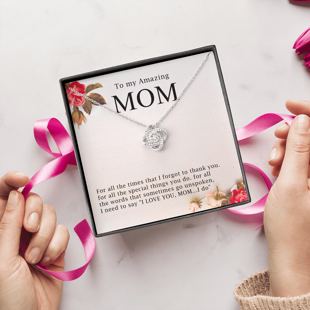Necklace Gift for Amazing Mom with Message Card – I Love You Mom Jewelry