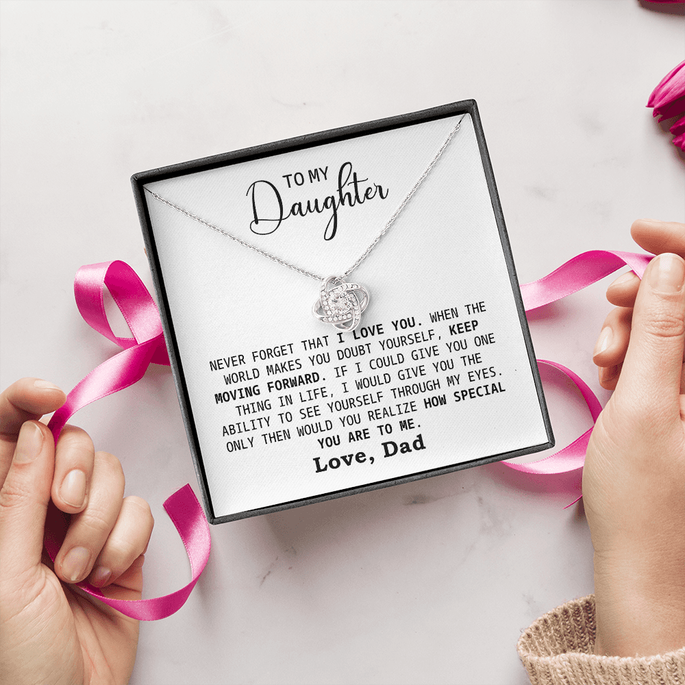 To My Daughter Necklace from Dad with Message Card