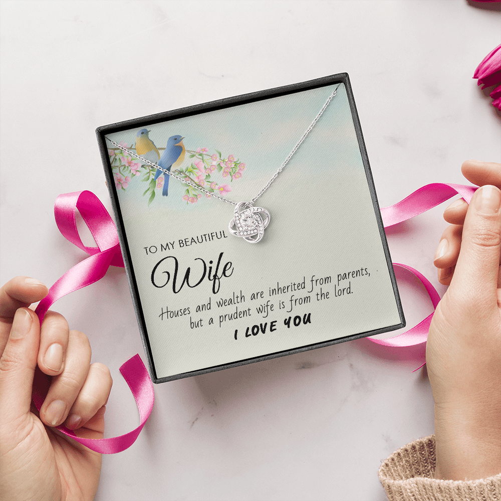 To My Beautiful Wife Necklace – Love Gift With Message Card
