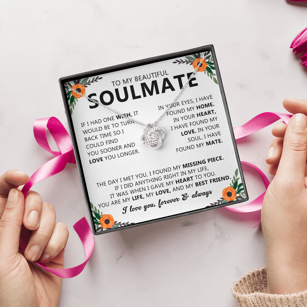 Soulmate Necklace Gift for Women, With Romantic Message Card