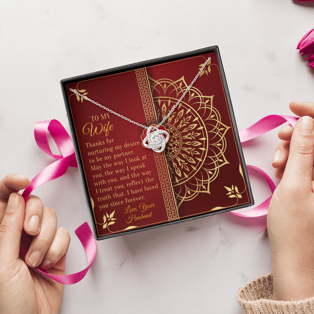 Wife Necklace Gift from Husband with Mandala Design Card