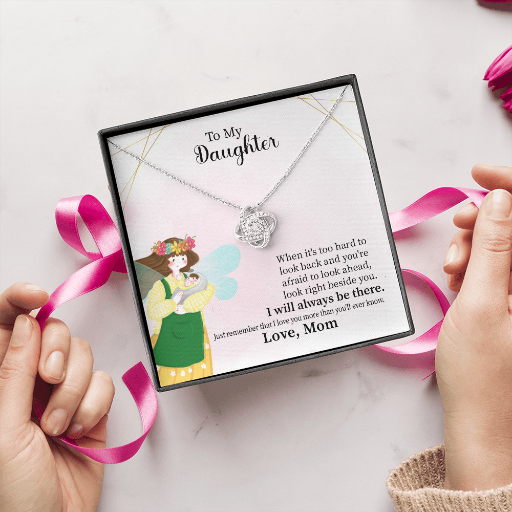 Daughter Love Knot Necklace Gift from Mom – with Heartfelt Message Card