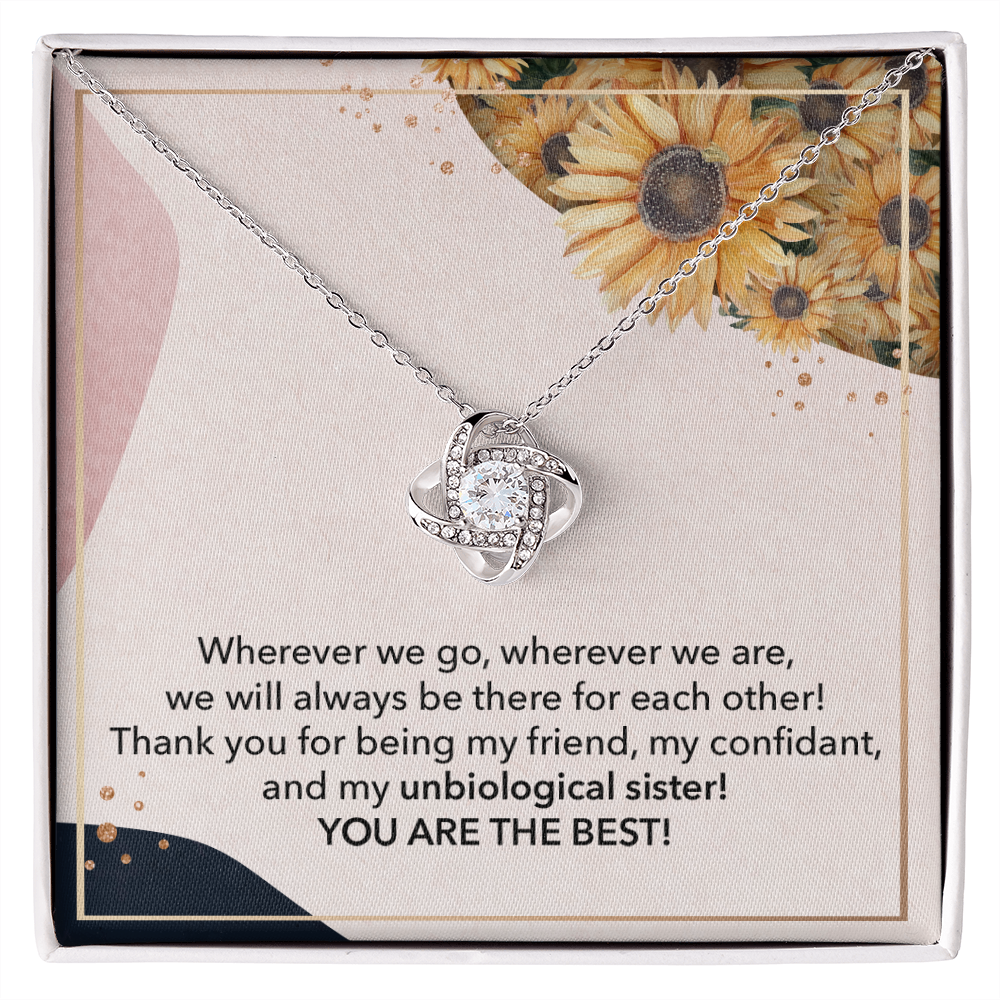 Unbiological Sister Necklace Gift with Heartfelt Message Card for Best Friend