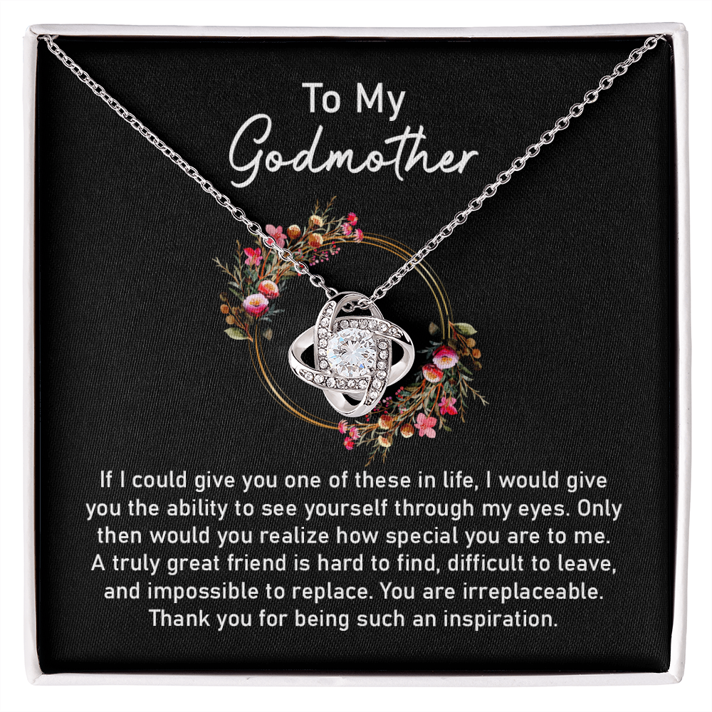 Godmother Necklace Gift from Godchild with Floral Message Card