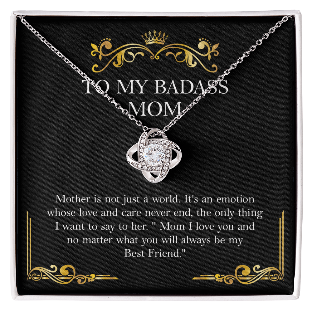 Badass Mom Necklace Gift with Message Card from Daughter or Son