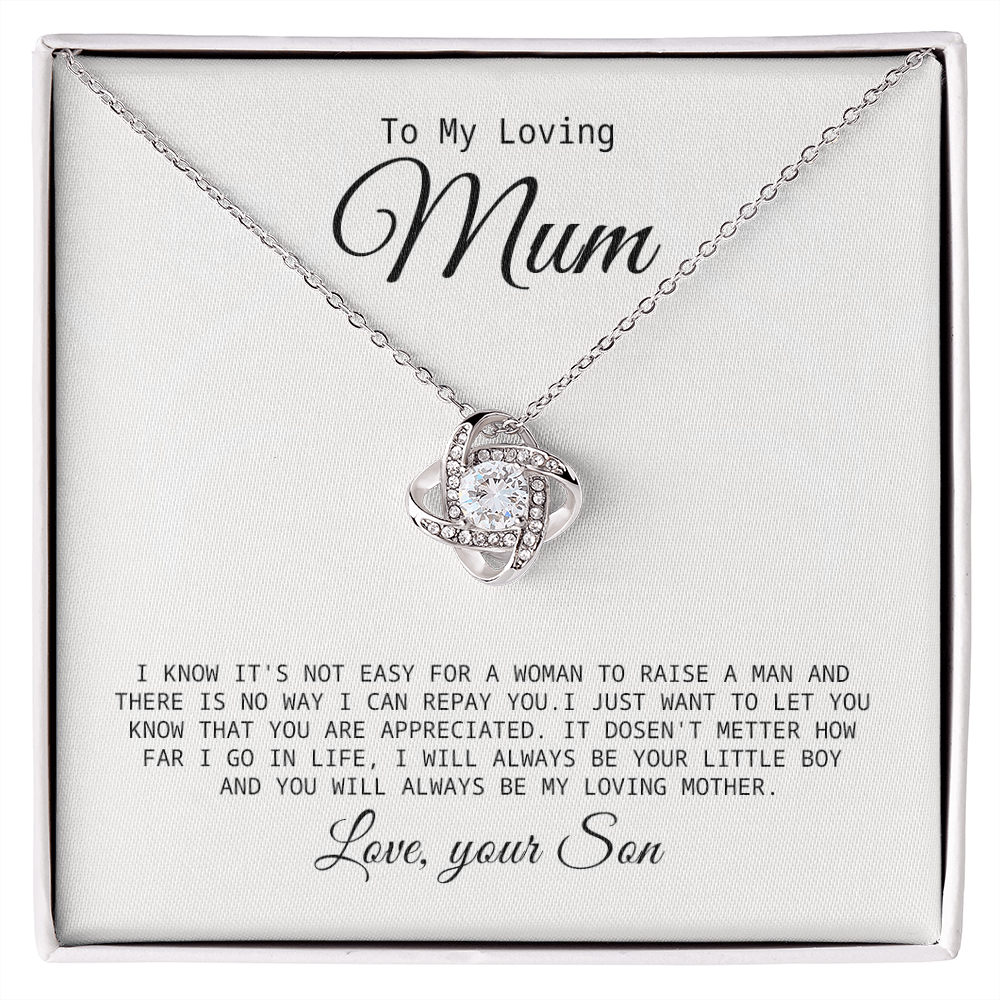 To My Mum Necklace from Son – Heartfelt Gift for Mum with Message Card