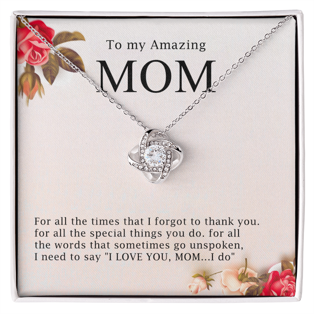 Necklace Gift for Amazing Mom with Message Card – I Love You Mom Jewelry