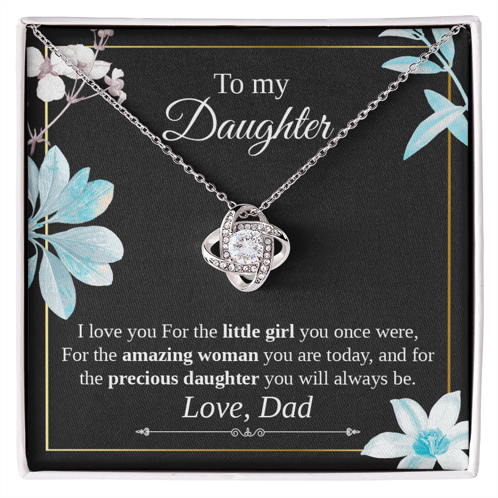 Daughter Necklace Gift from Dad – Love Knot Pendant with Meaningful Message Card