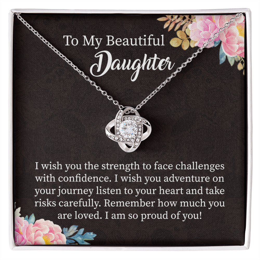 To My Beautiful Daughter Necklace Gift – Strength, Confidence, Adventure Jewelry