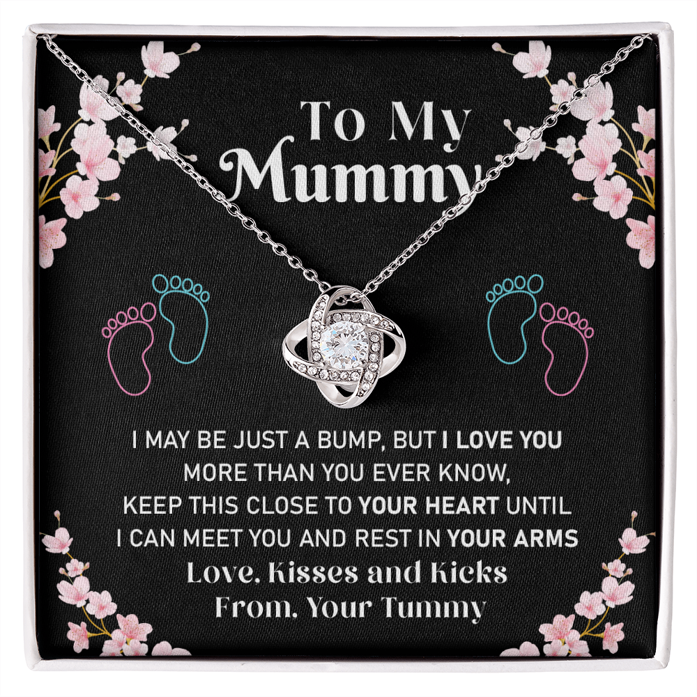 Mummy Necklace Gift from Baby Bump – Love Knot Pendant with Sweet Message Card