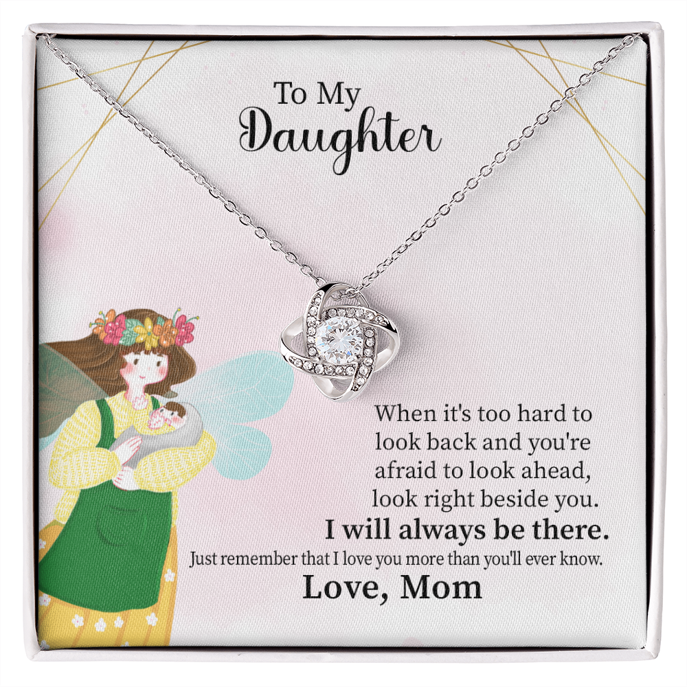 Daughter Love Knot Necklace Gift from Mom – with Heartfelt Message Card