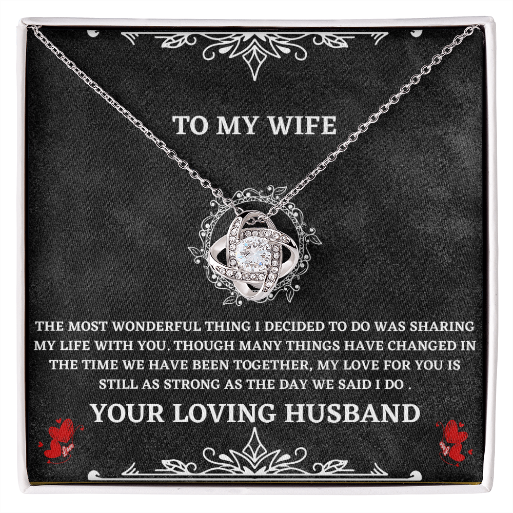 Wife Necklace Gift from Husband – Love Knot Pendant with Heartfelt Message Card