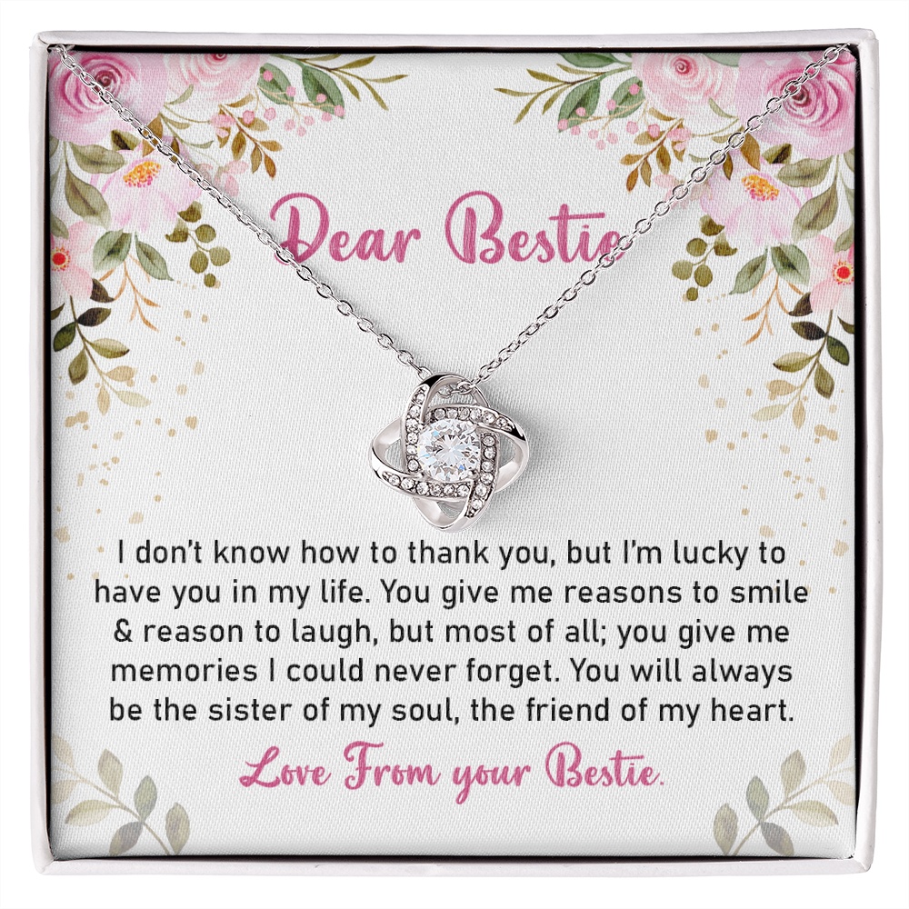 Best Friend Necklace Gift for Her with Floral Message Card from Bestie