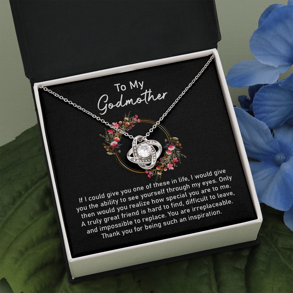Godmother Necklace Gift from Godchild with Floral Message Card