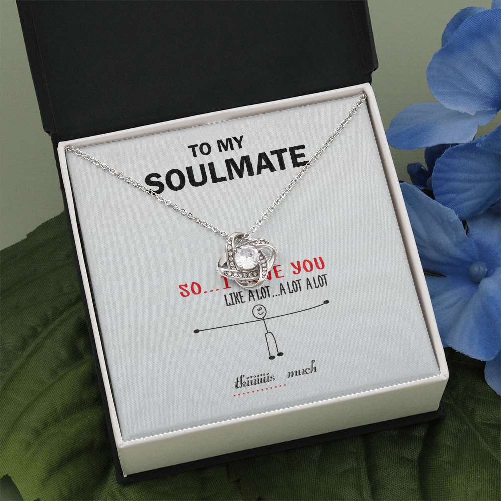 Funny Soulmate Necklace Gift with Cute Stick Figure Message Card for Her