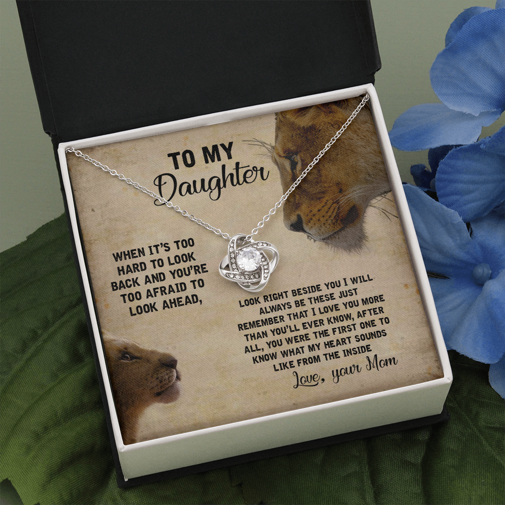 To My Daughter Necklace Gift from Mom – Lion Message Card