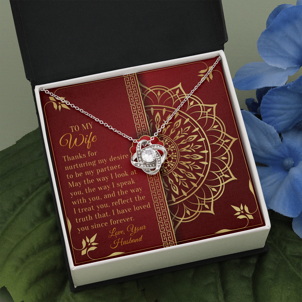 Wife Necklace Gift from Husband with Mandala Design Card
