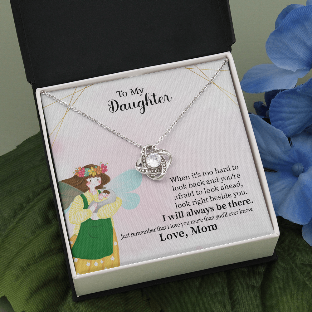 Daughter Love Knot Necklace Gift from Mom – with Heartfelt Message Card