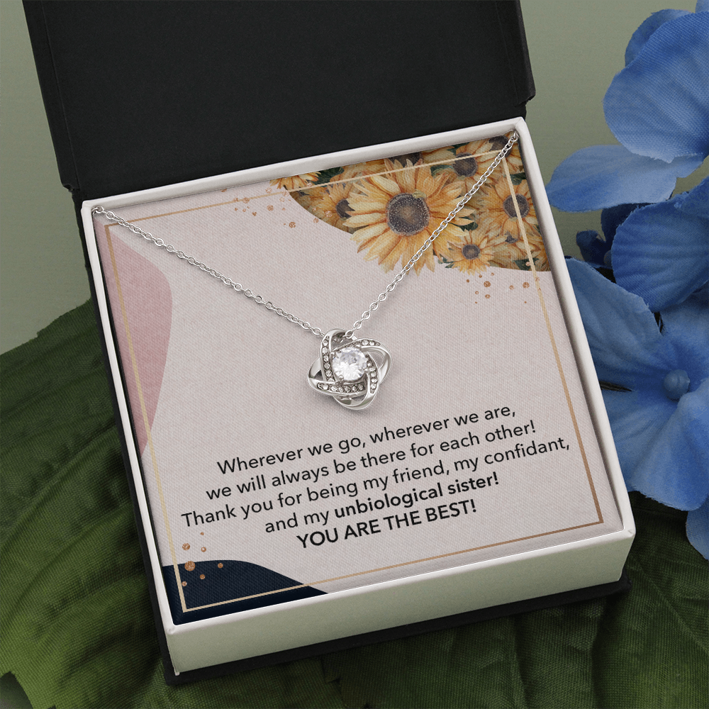 Unbiological Sister Necklace Gift with Heartfelt Message Card for Best Friend