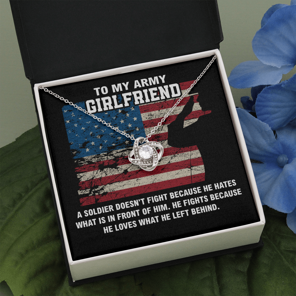 Army Girlfriend Gift Necklace with Patriotic Message Card