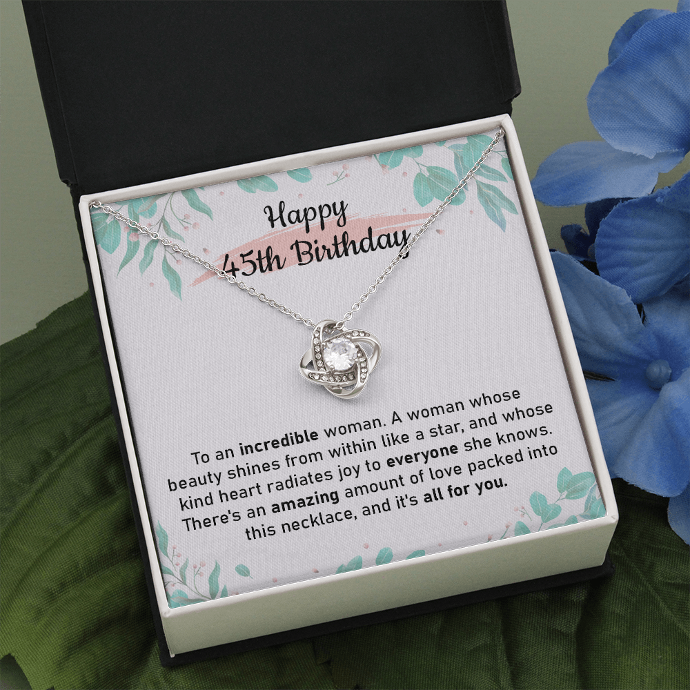 45th Birthday Necklace Gift for Her with Card
