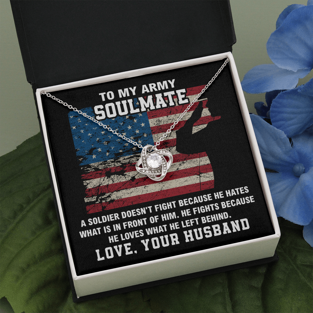 To My Army Soulmate Necklace Gift with Message from Husband