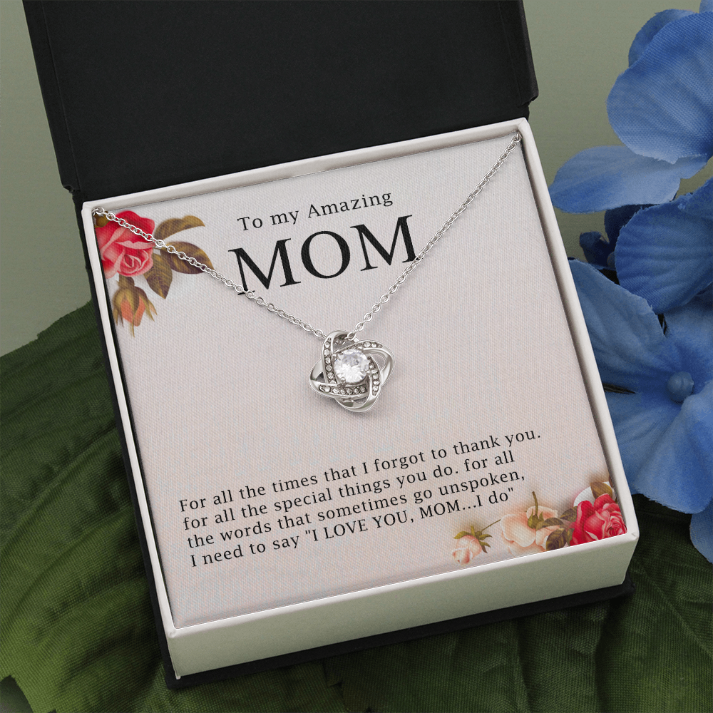 Necklace Gift for Amazing Mom with Message Card – I Love You Mom Jewelry