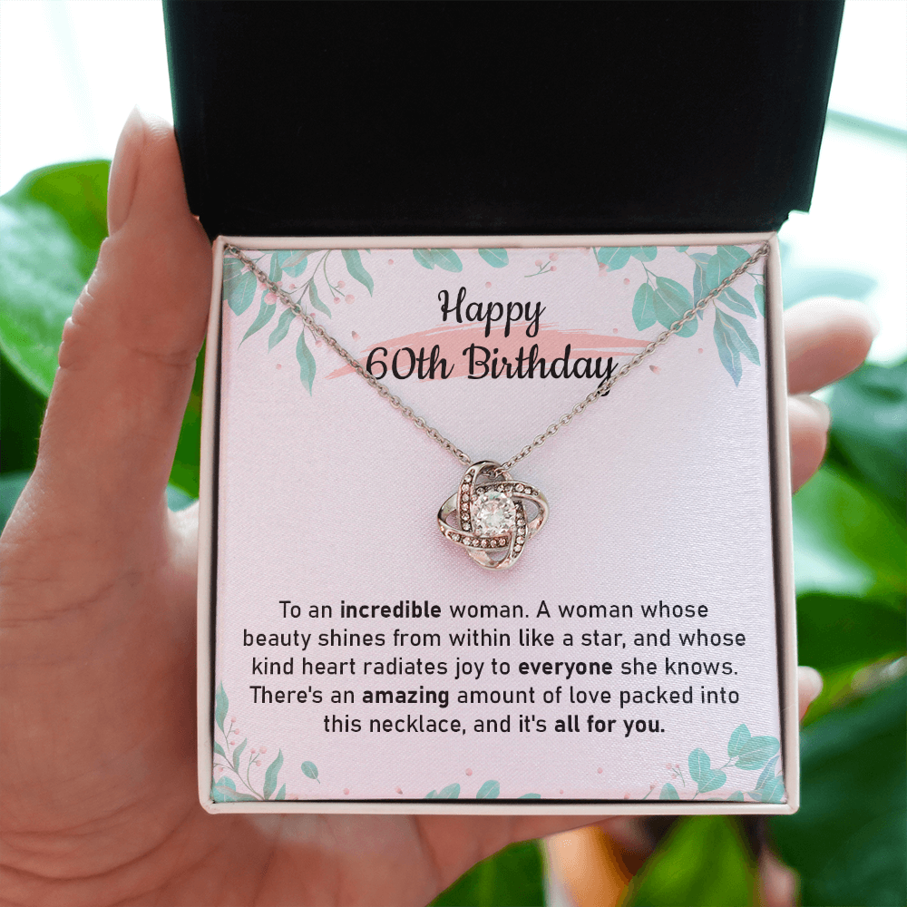 60th Birthday Necklace Gift for Her with Message card