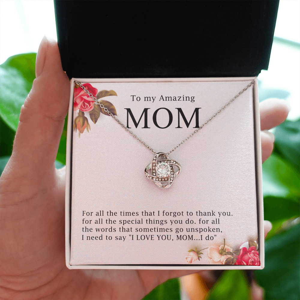 Necklace Gift for Amazing Mom with Message Card – I Love You Mom Jewelry