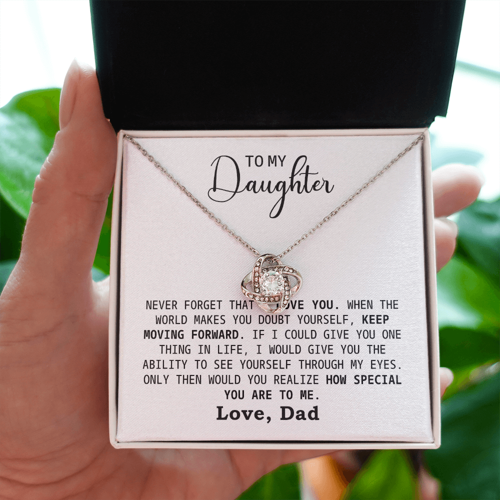To My Daughter Necklace from Dad with Message Card