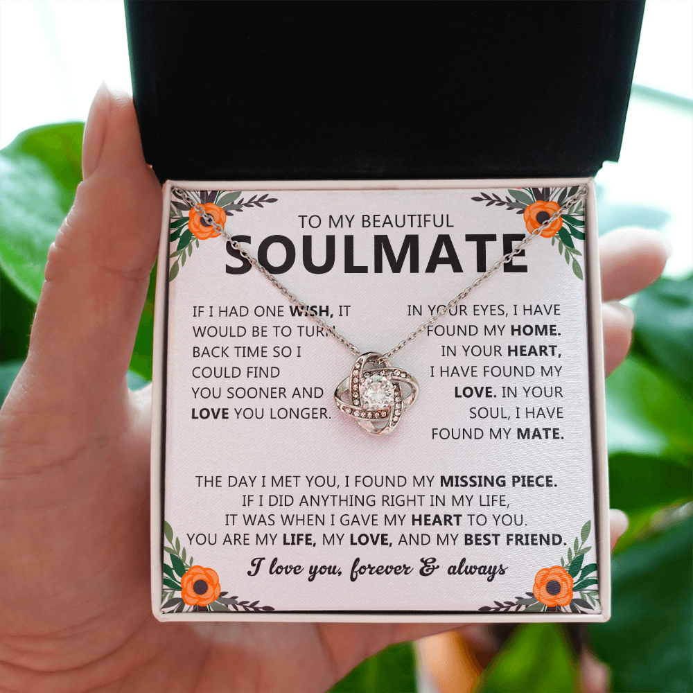 Soulmate Necklace Gift for Women, With Romantic Message Card