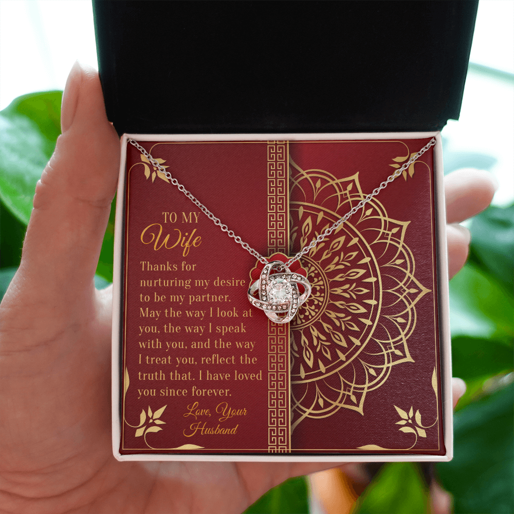 Wife Necklace Gift from Husband with Mandala Design Card
