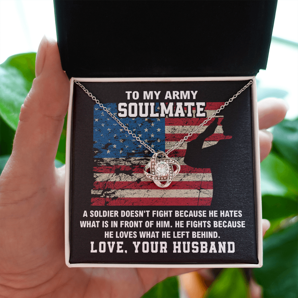 To My Army Soulmate Necklace Gift with Message from Husband