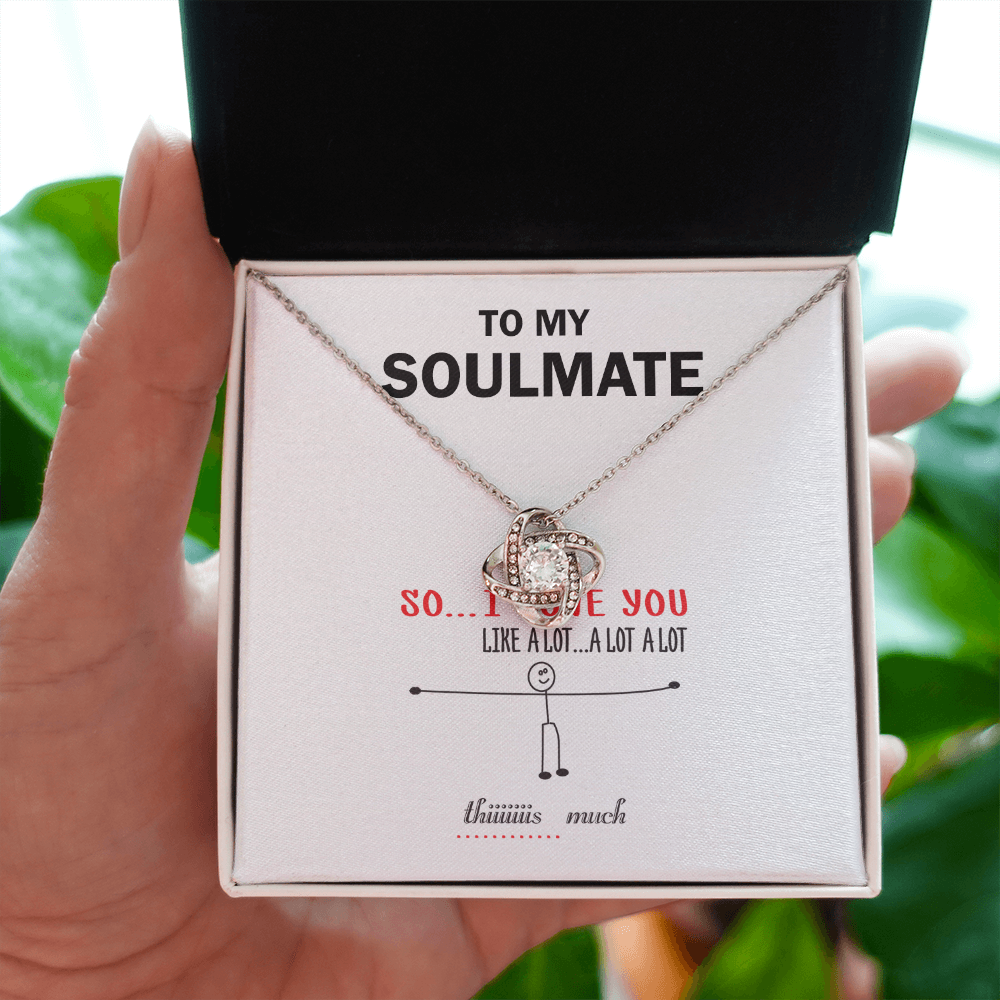 Funny Soulmate Necklace Gift with Cute Stick Figure Message Card for Her