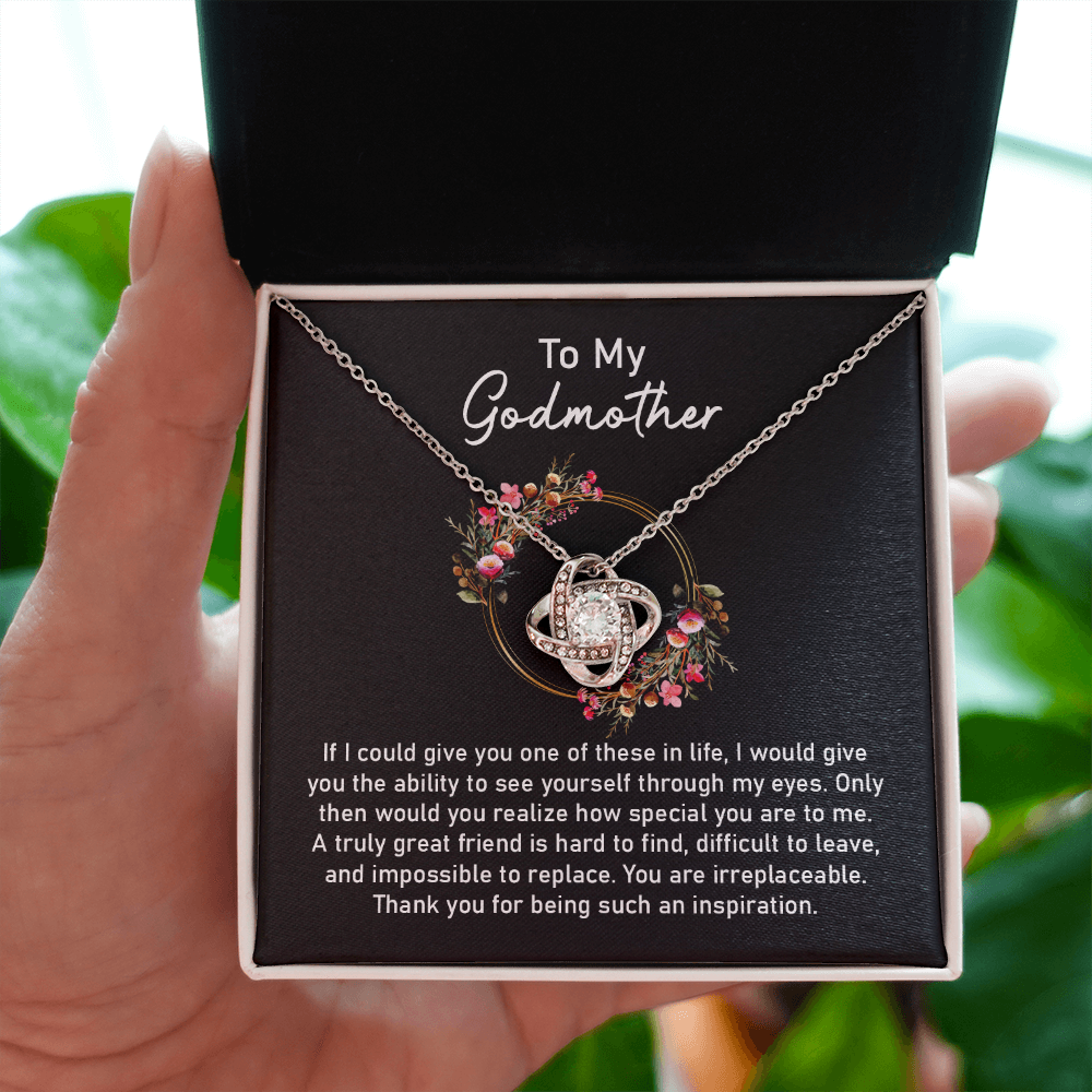 Godmother Necklace Gift from Godchild with Floral Message Card