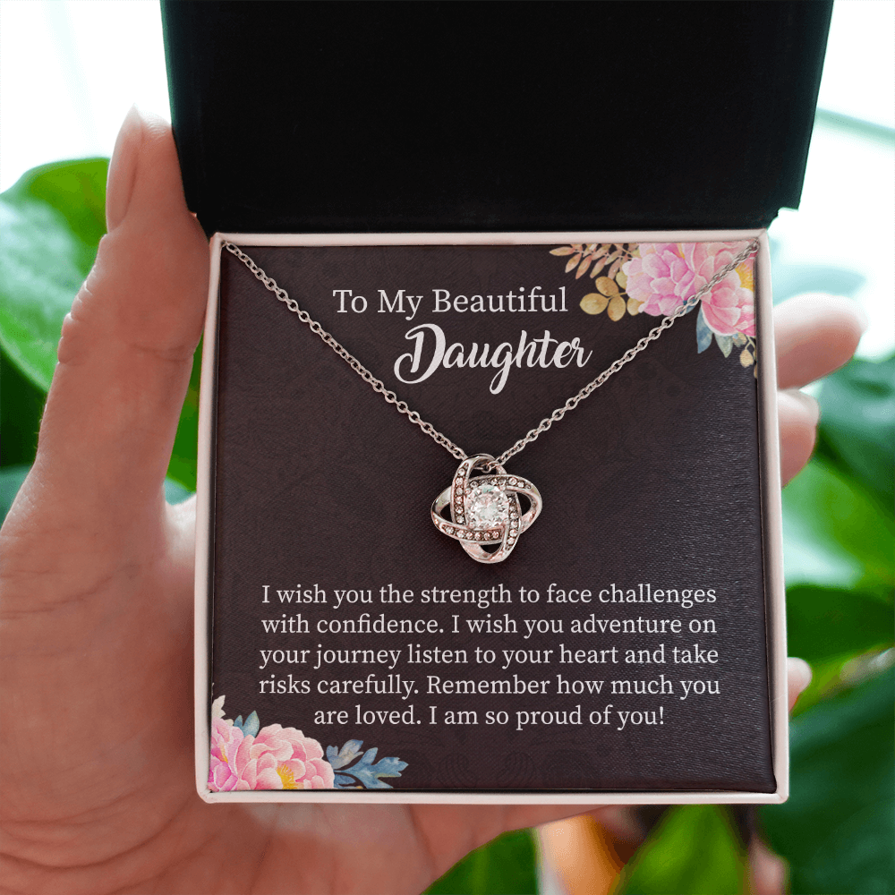 To My Beautiful Daughter Necklace Gift – Strength, Confidence, Adventure Jewelry